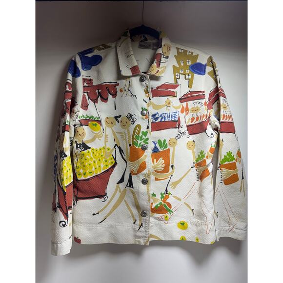 Chico’s Women’s Blazer Sz 1 US 8-10 Medium Abstract Artsy Whimsical - Picture 7 of 8